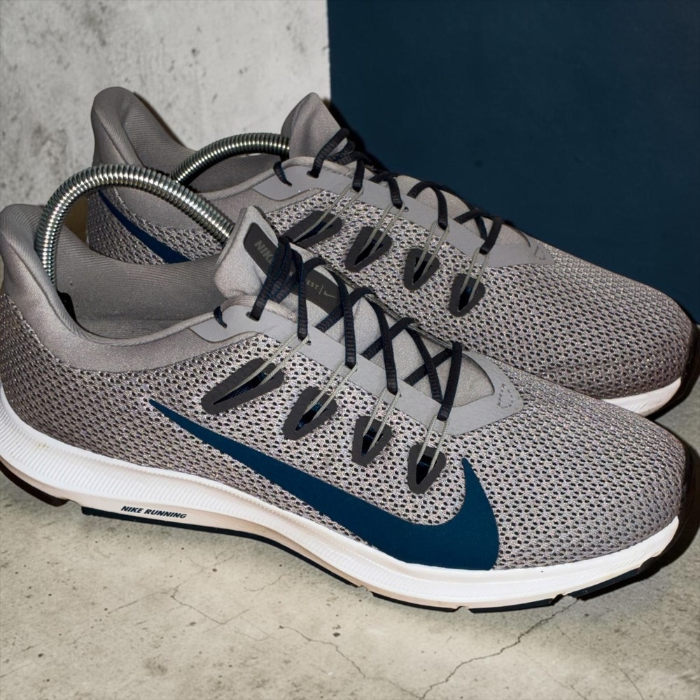 Nike Quest 2 Mens Running Shoes Grey Navy Blue CI3787-006 Size 10.5